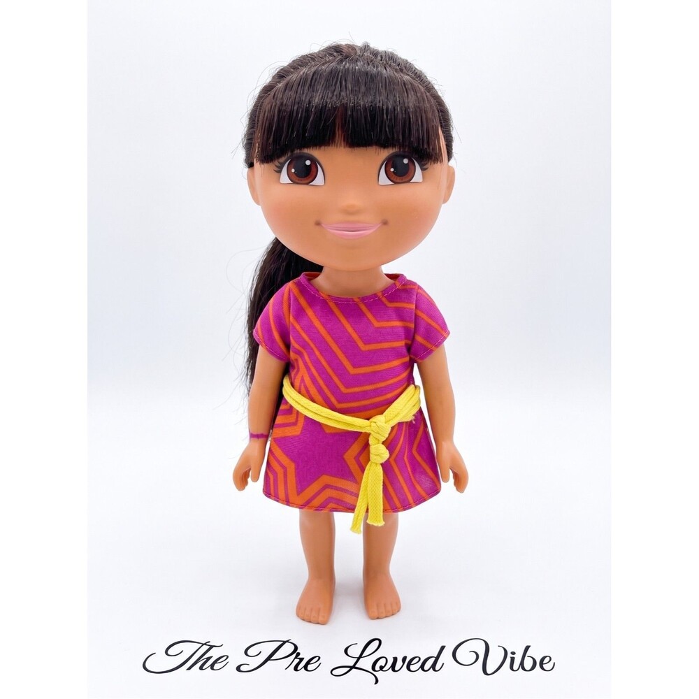 2009 Mattel Dora The Explorer Pink Orange Dress Plastic Doll 8" Combable Hair
